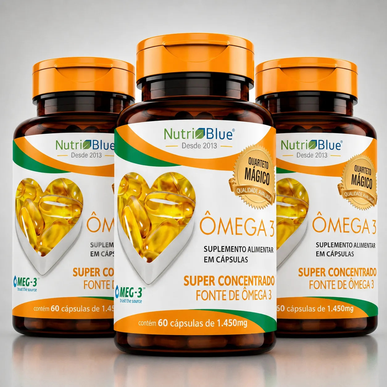 Kit 3 frascos | Ômega 3 Superconcentrado Nutriblue | EPA 660mg + DHA 440mg | MEG-3