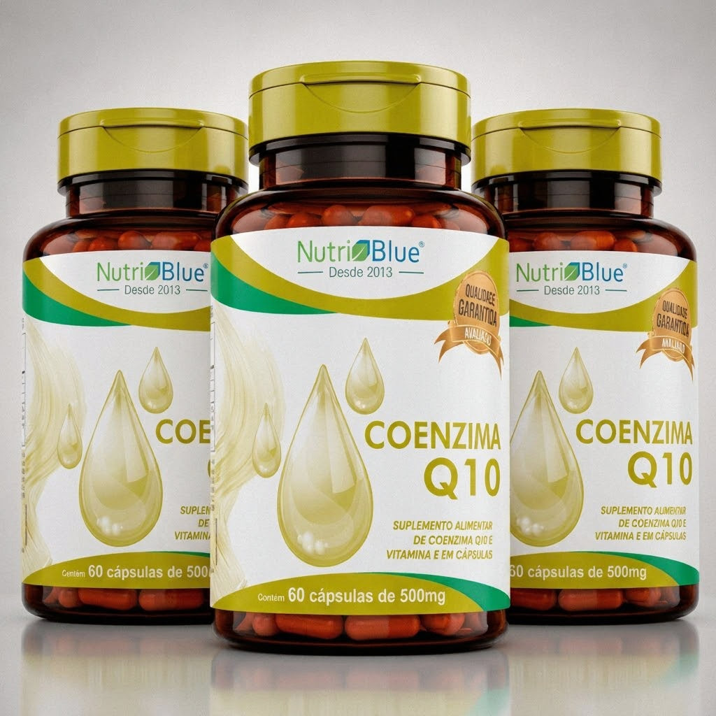 Kit 3 frascos | Coenzima Q10 Nutriblue 100mg com Vitamina E, 60 Cápsulas