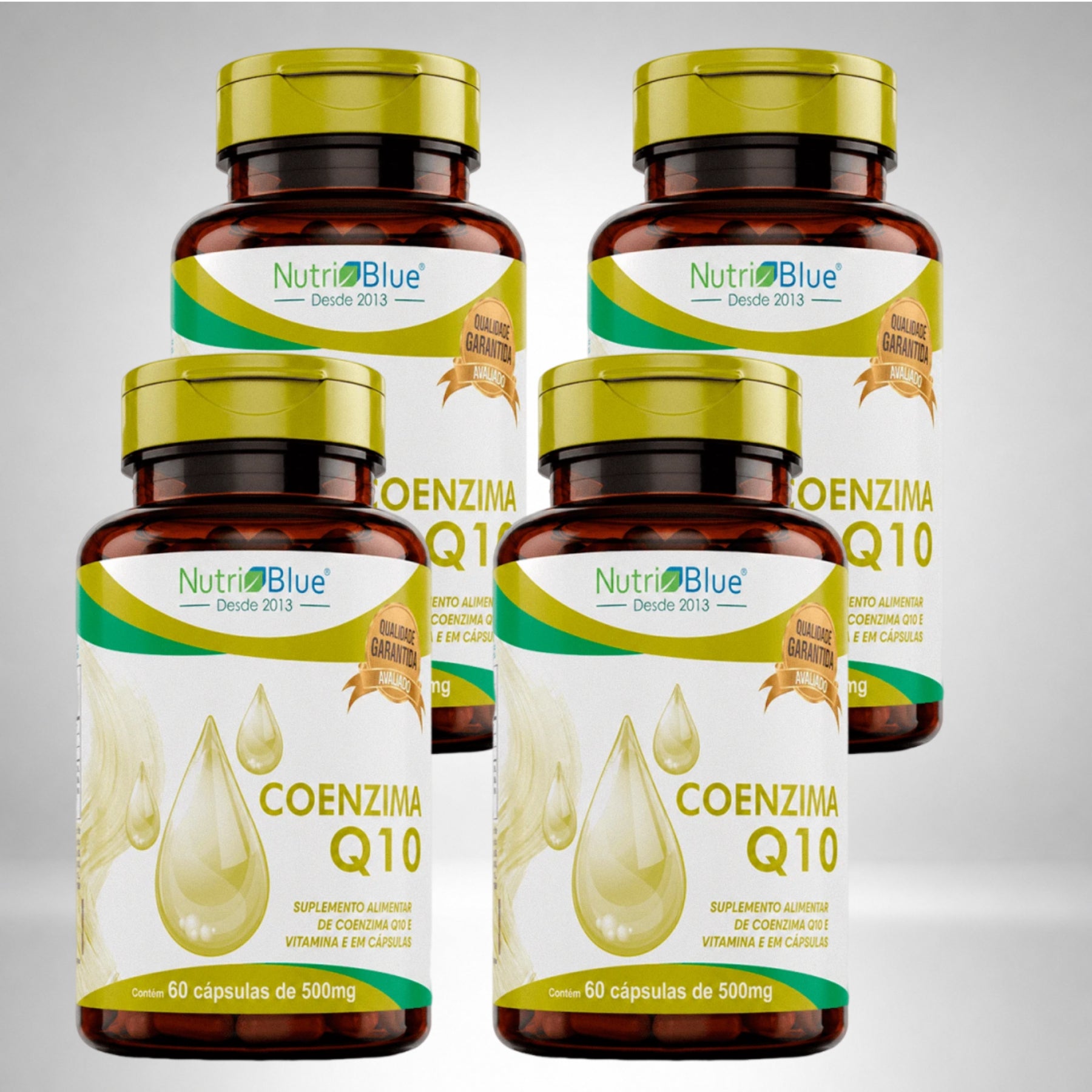Kit 4 frascos | Coenzima Q10 Nutriblue 100mg com Vitamina E, 60 Cápsulas