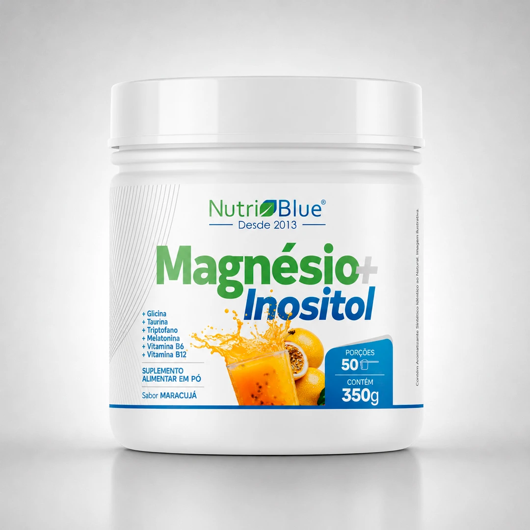Magnésio + Inositol Nutriblue - Suplemento em Pó com Melatonina, Triptofano e Vitaminas B