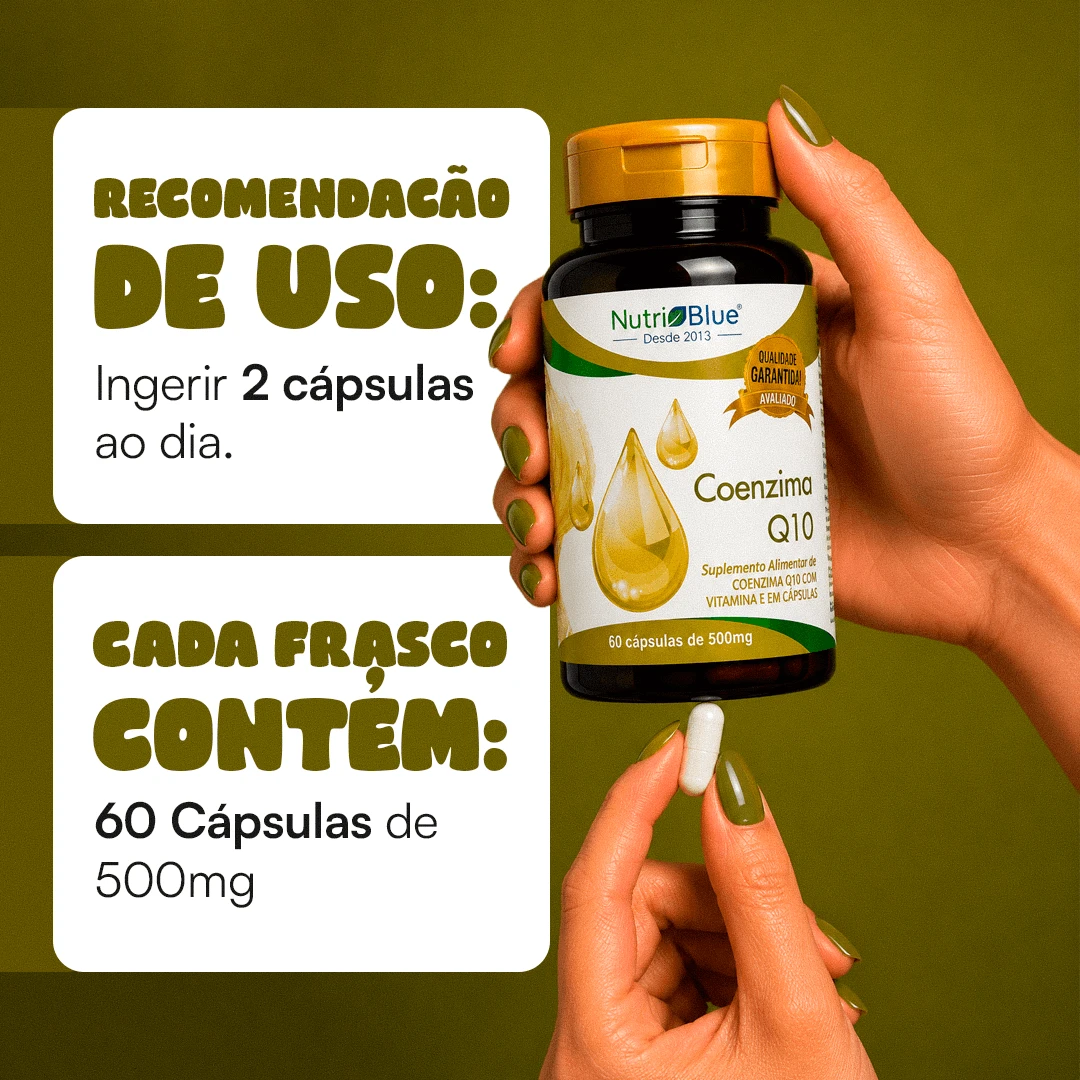Kit 12 frascos | Coenzima Q10 Nutriblue 100mg com Vitamina E, 60 Cápsulas
