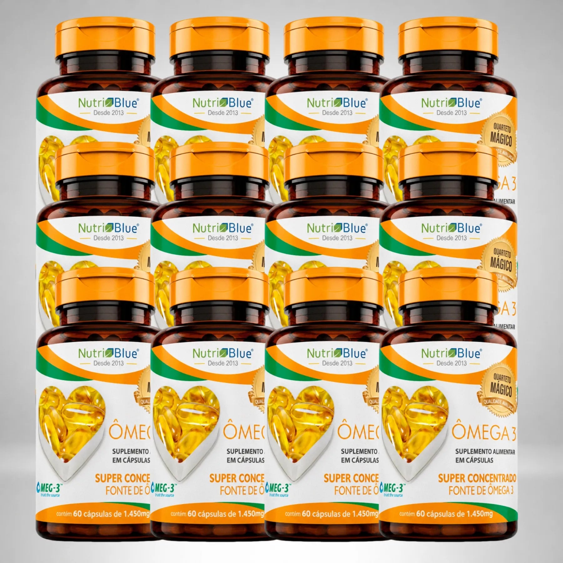 Kit 12 frascos | Ômega 3 Superconcentrado Nutriblue | EPA 660mg + DHA 440mg | MEG-3