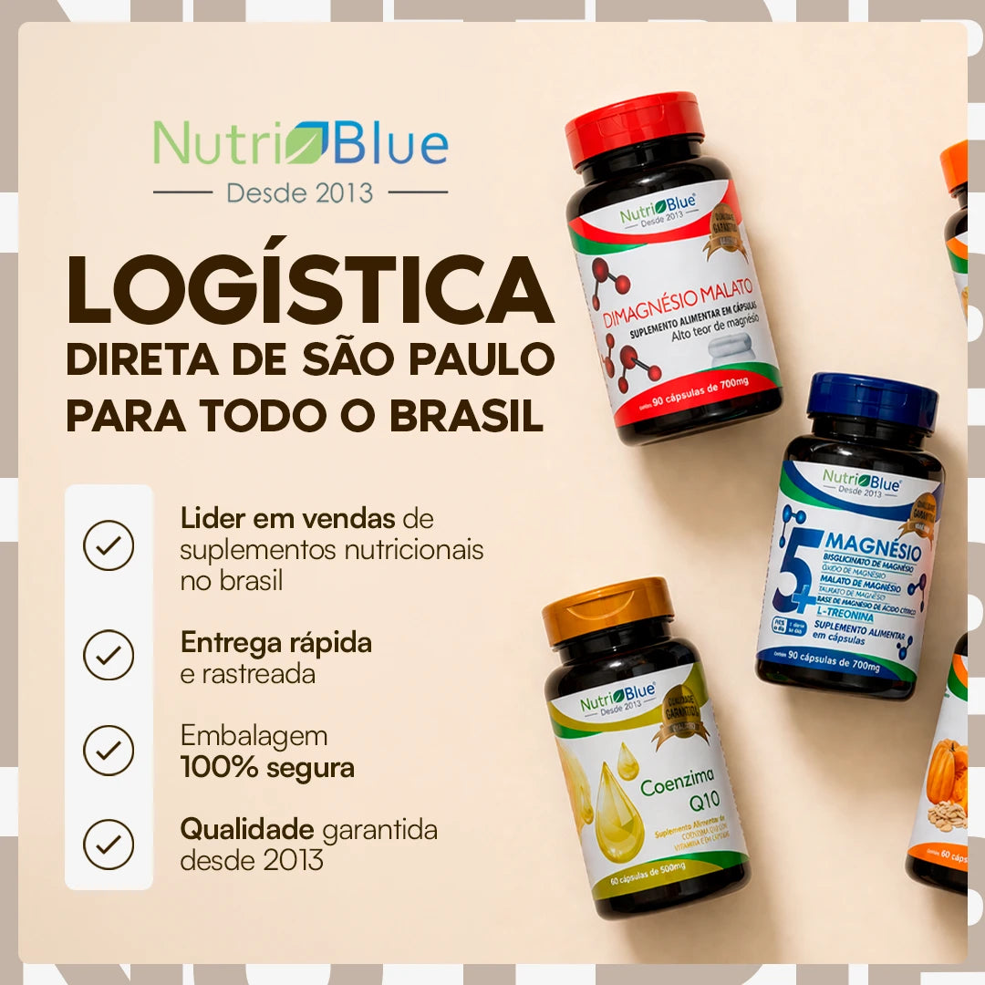5+ Magnésio Nutriblue | 5 Formas de Magnésio + L-Treonina | 90 Cápsulas (PROMOÇÂO)