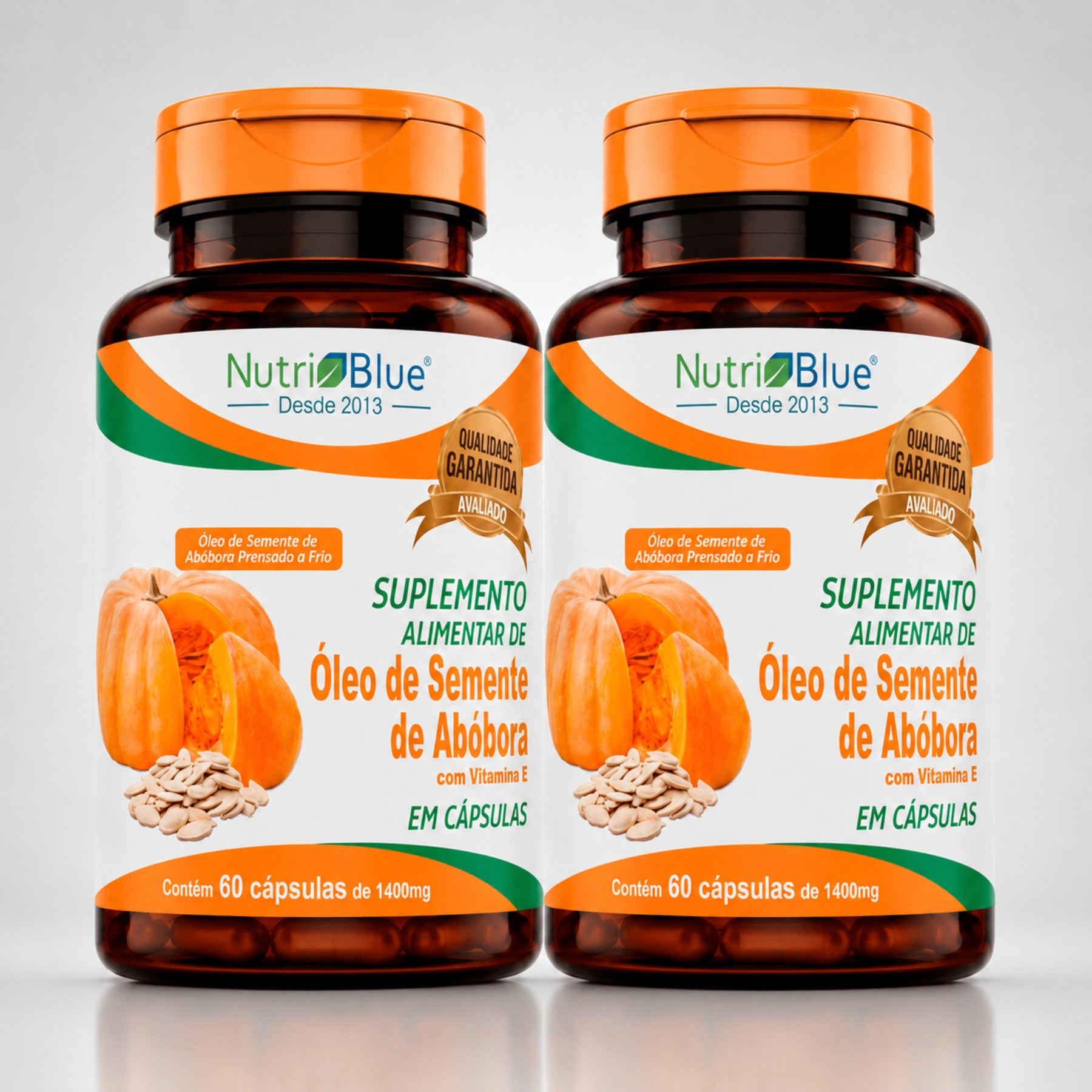 Kit 2 frascos | Óleo de Semente de Abóbora Nutriblue | Suplemento com Vitamina E em Cápsulas