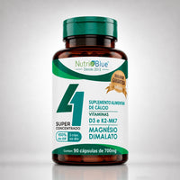 Quarteto Vitamínico Nutriblue 90 Cápsulas | Cálcio, Magnésio, Vitamina D3 e K2