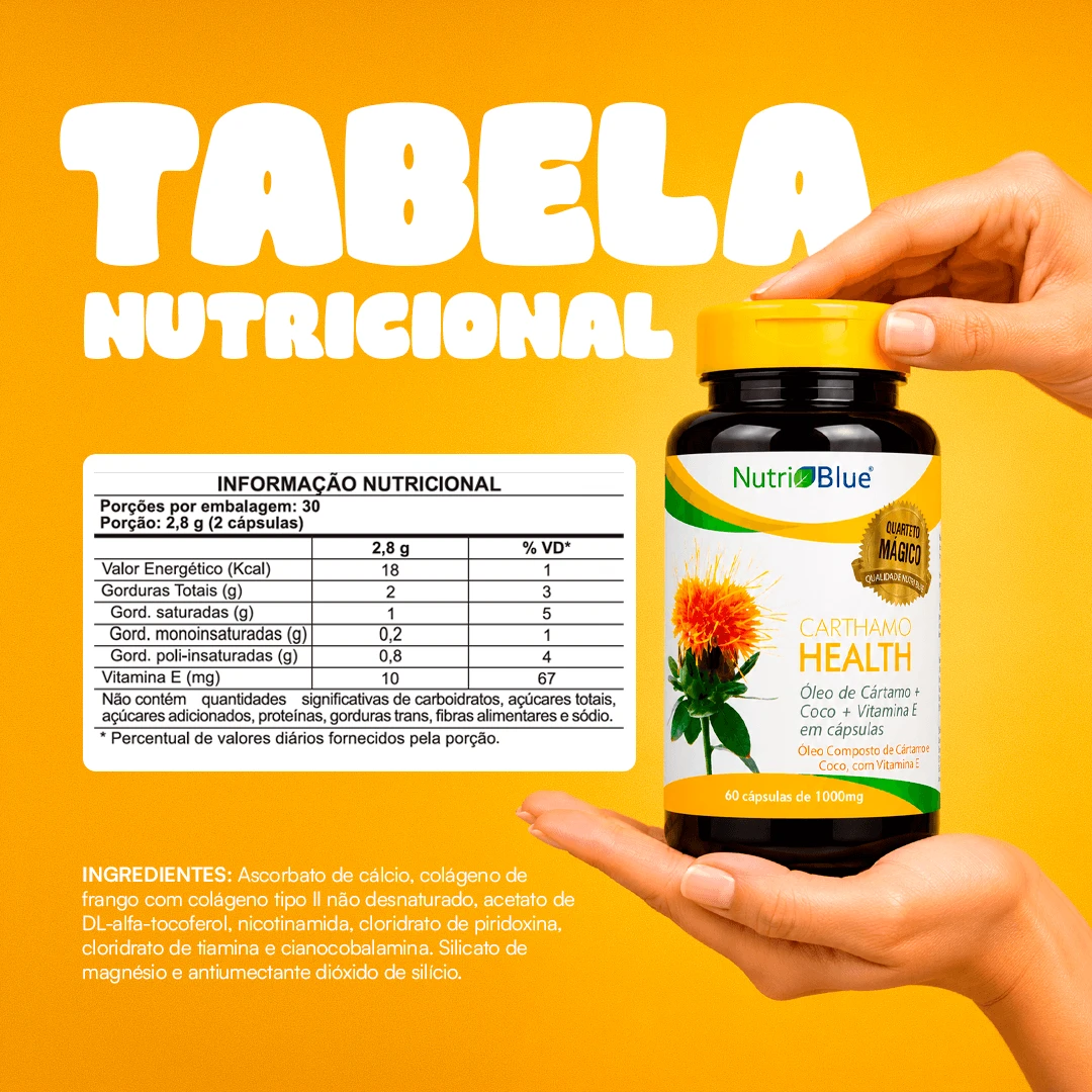 tabela nutricional ole de cartamo com coco nutriblue